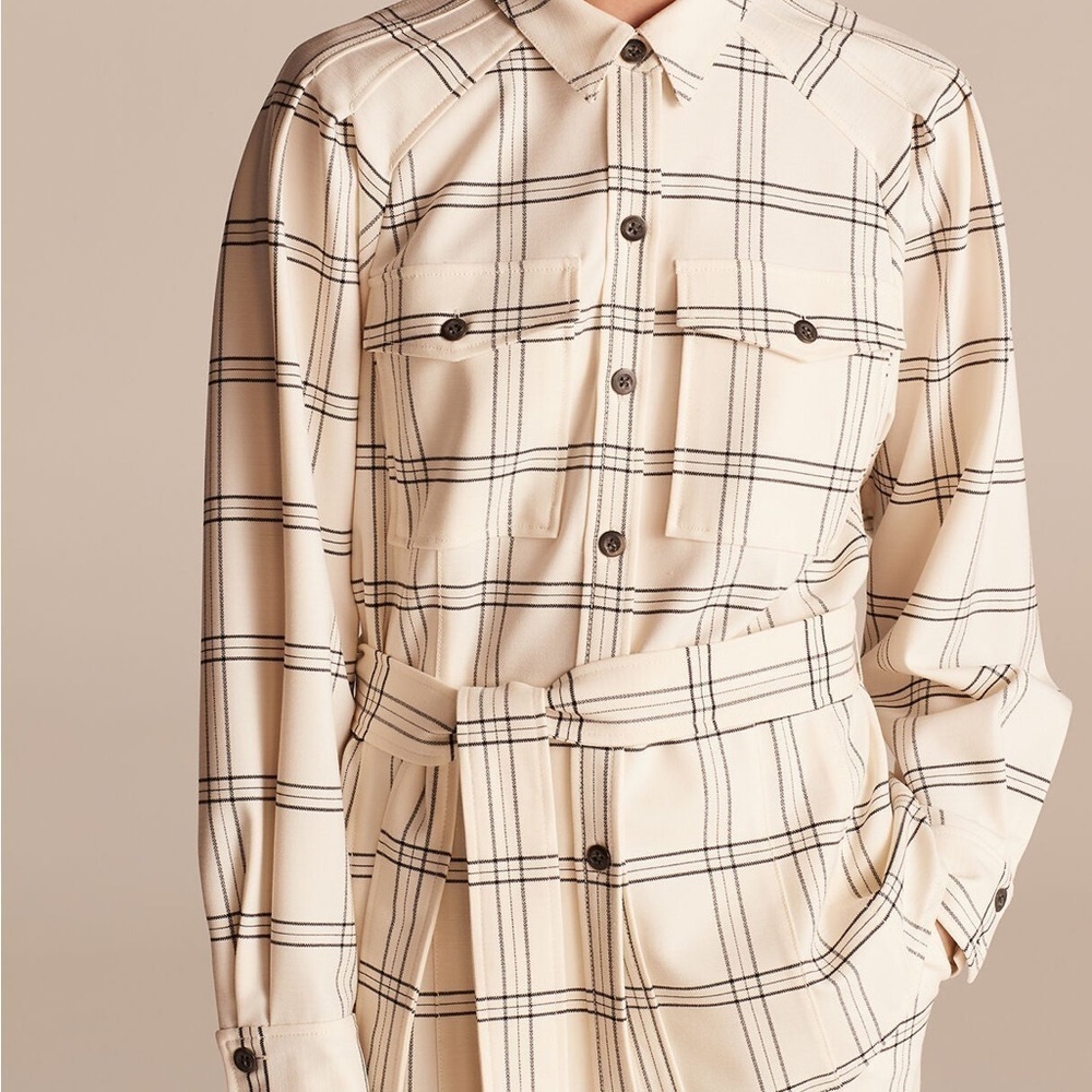 Rebecca Taylor Emery Plaid Jacket in Vanilla Combo Shacket Size Large